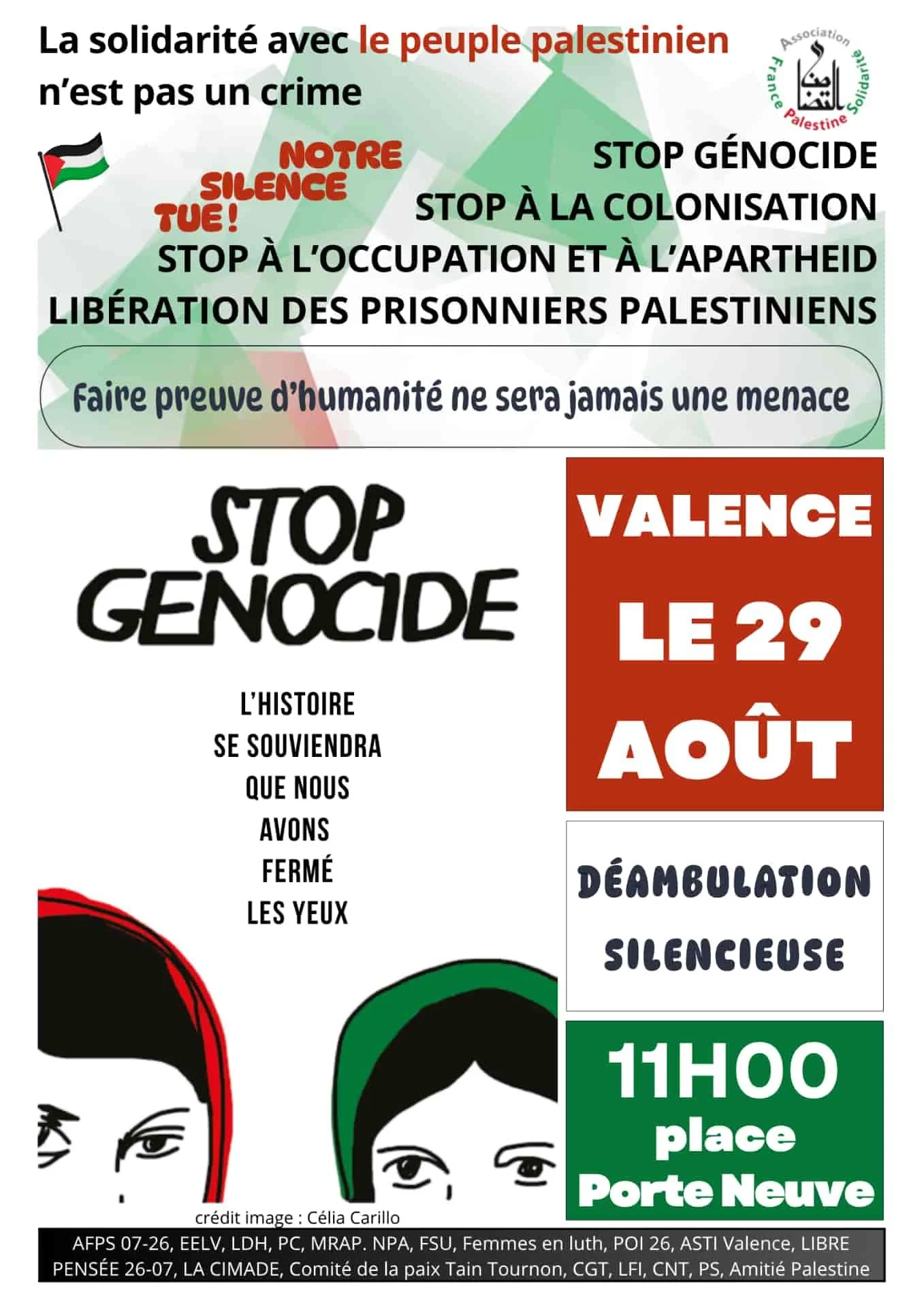 Valence 29 aout 2026 stop genocide def